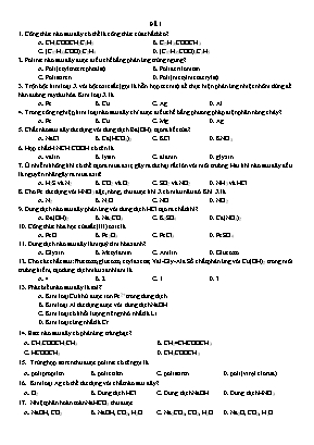 Đề thi thử THPT Quốc gia môn Hóa học - Đề 1